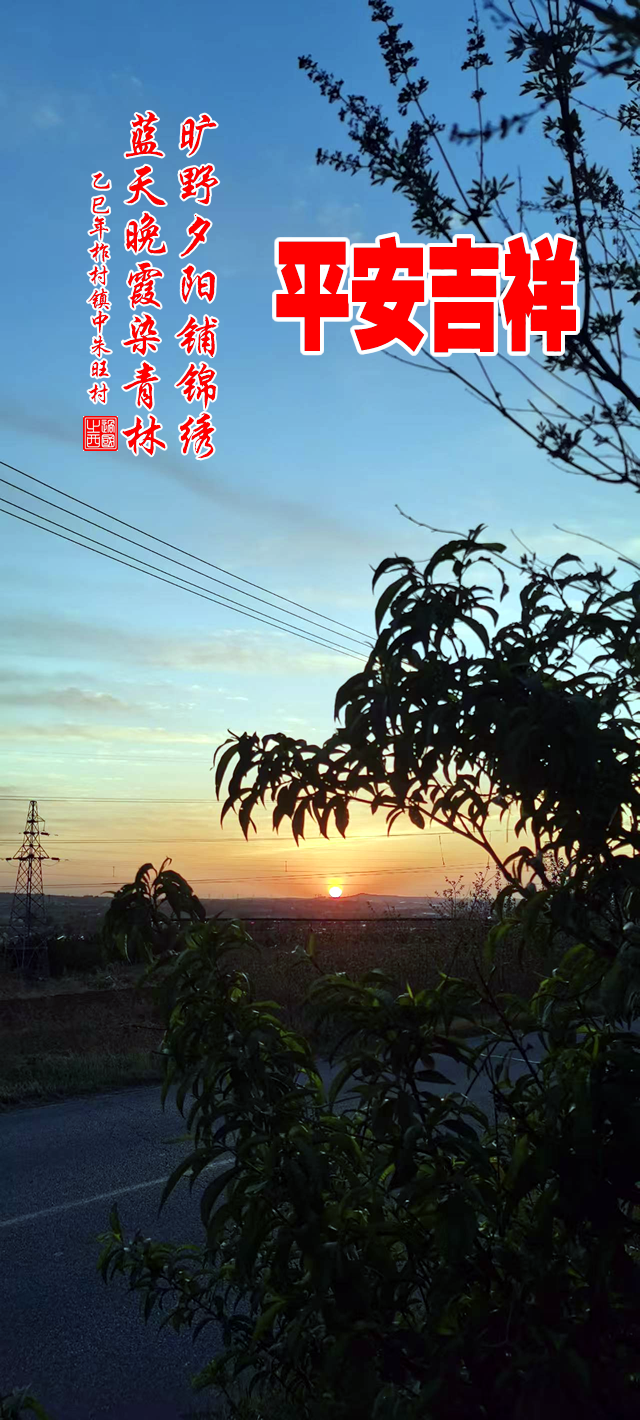旷野夕阳铺锦绣，蓝天晚霞染青林