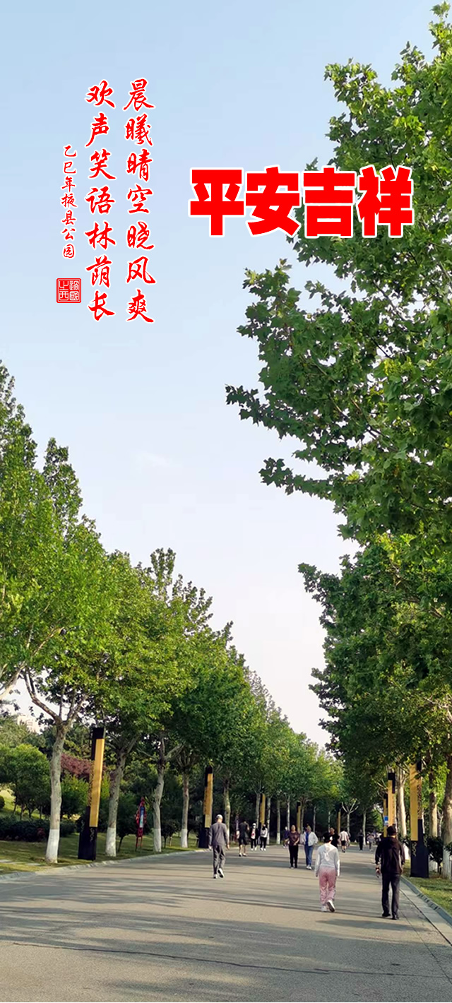 晨曦晴空晓风爽，欢声笑语林荫长