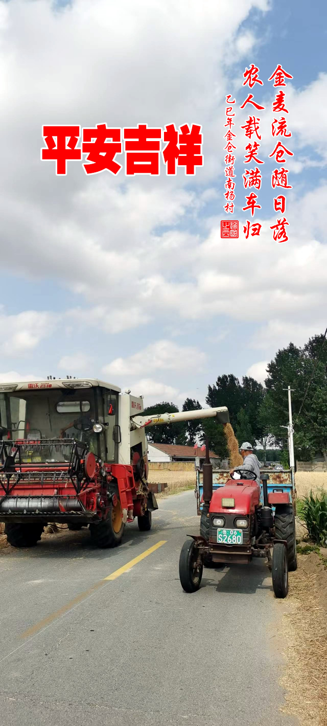 金麦流仓随日落，农人载笑满车归